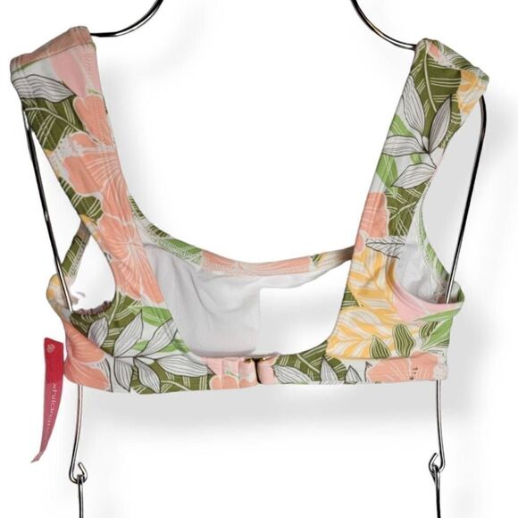 Xhilaration Tropical Cap Sleeve Bikini Top Medium Junior - Picture 2 of 3